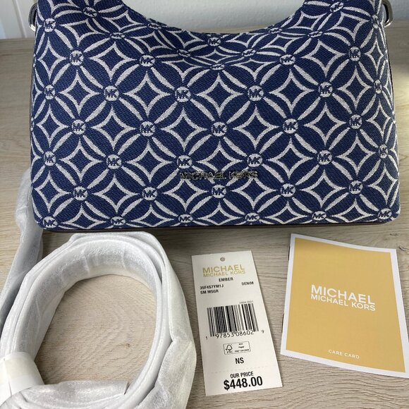 Michael Kors Ember Small Messenger Top Handle Handbag Crossbody in Denim - Picture 2 of 11